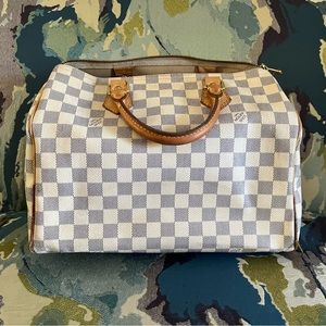 AUTHENTIC Louis Vuitton Speedy 30 Damier Azur